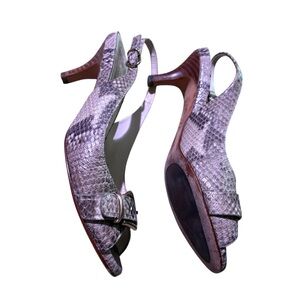 Cole Haan open toe slingback 2 3/4" heel snake pattern buckle size 7